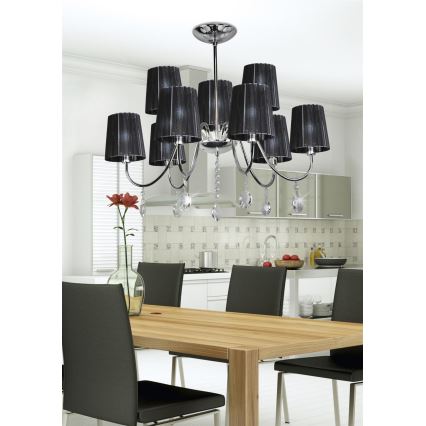 Kronleuchter auf Stange SORENTO 9xE14/40W/230V schwarz