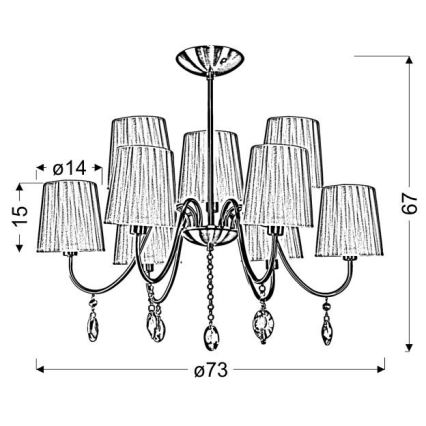 Kronleuchter auf Stange SORENTO 9xE14/40W/230V schwarz