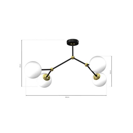 Kronleuchter JOY 4xE14/40W/230V schwarz/gold