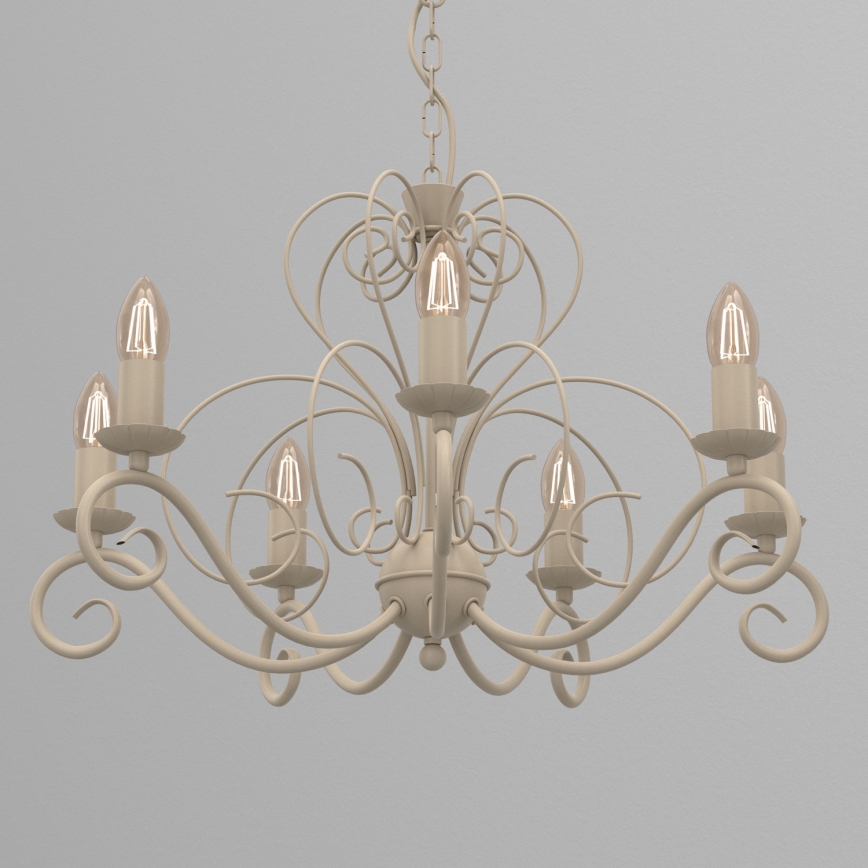 Kronleuchter MAURO mit Kette, 7xE14/15W/230V, beige