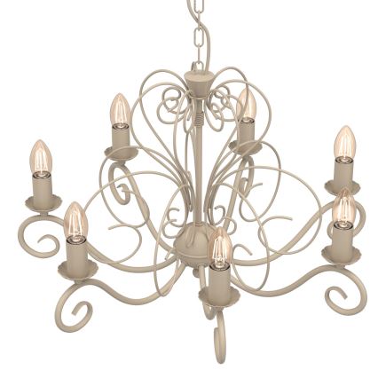 Kronleuchter MAURO mit Kette, 7xE14/15W/230V, beige