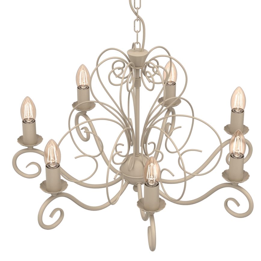 Kronleuchter MAURO mit Kette, 7xE14/15W/230V, beige