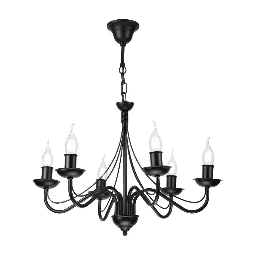 Kronleuchter mit Kette ANTON 6xE14/60W/230V schwarz