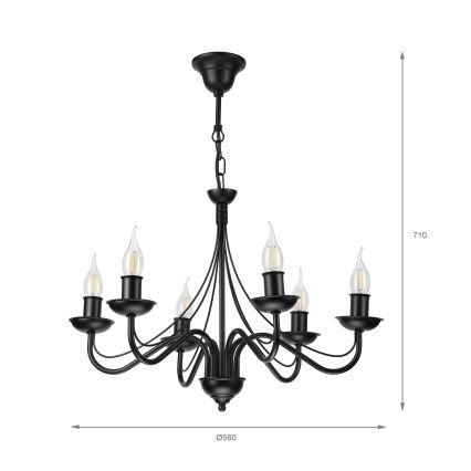 Kronleuchter mit Kette ANTON 6xE14/60W/230V schwarz