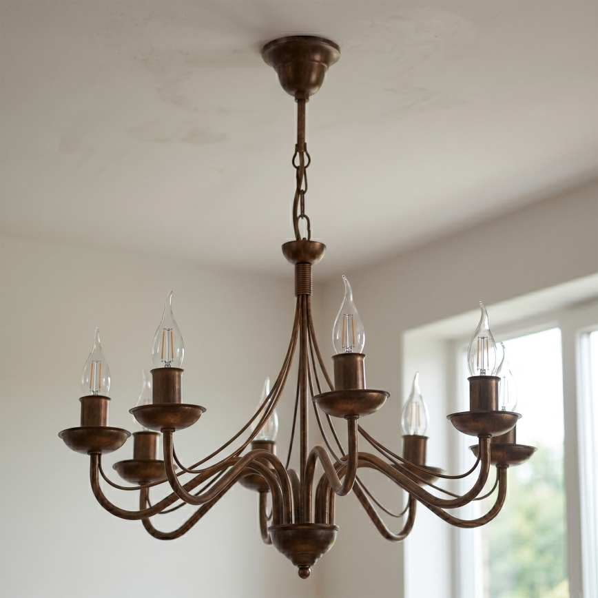 Kronleuchter mit Kette ANTON 8xE14/60W/230V bronzefarben