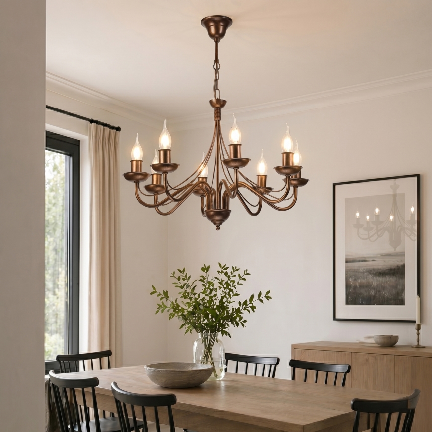 Kronleuchter mit Kette ANTON 8xE14/60W/230V bronzefarben