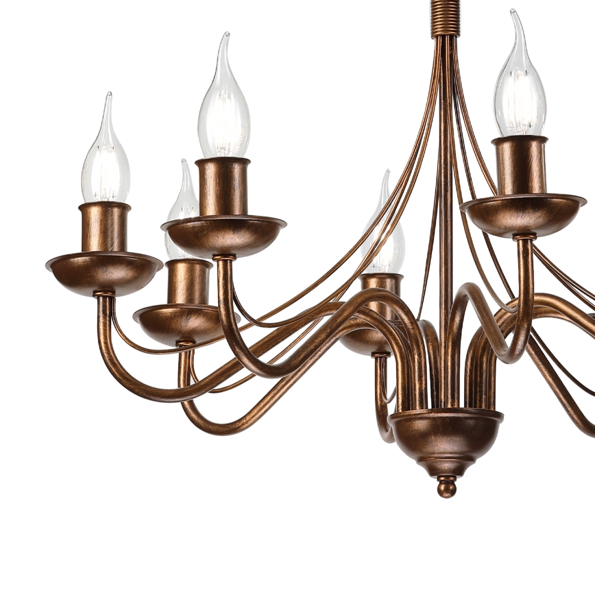 Kronleuchter mit Kette ANTON 8xE14/60W/230V bronzefarben