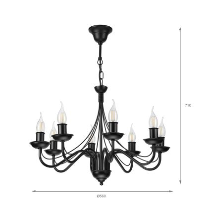 Kronleuchter mit Kette ANTON 8xE14/60W/230V schwarz