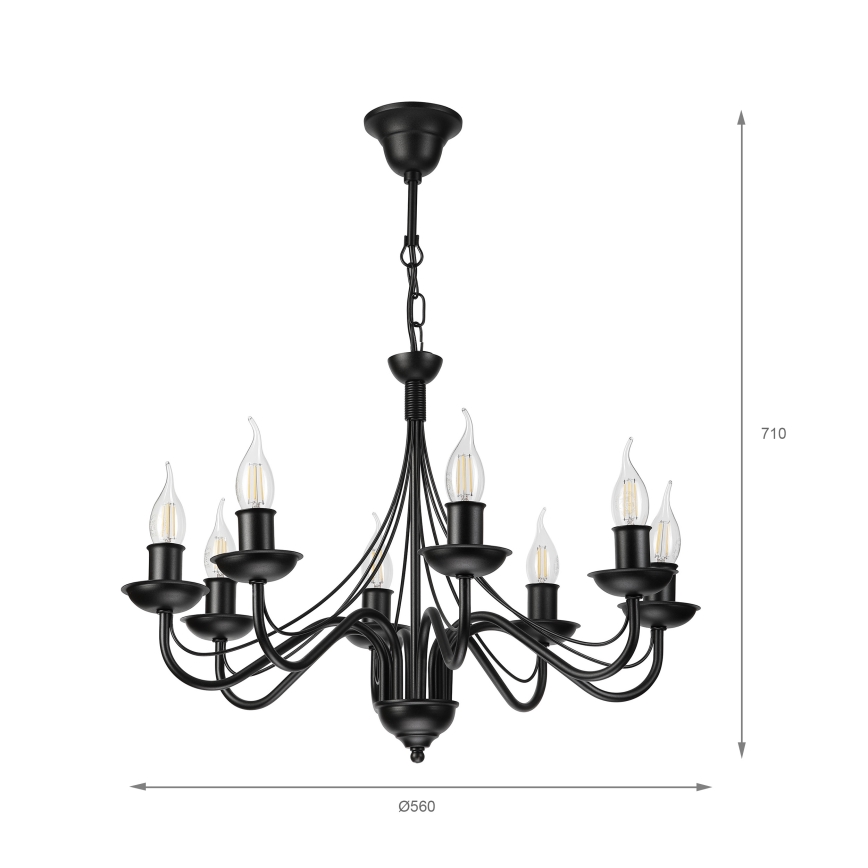 Kronleuchter mit Kette ANTON 8xE14/60W/230V schwarz