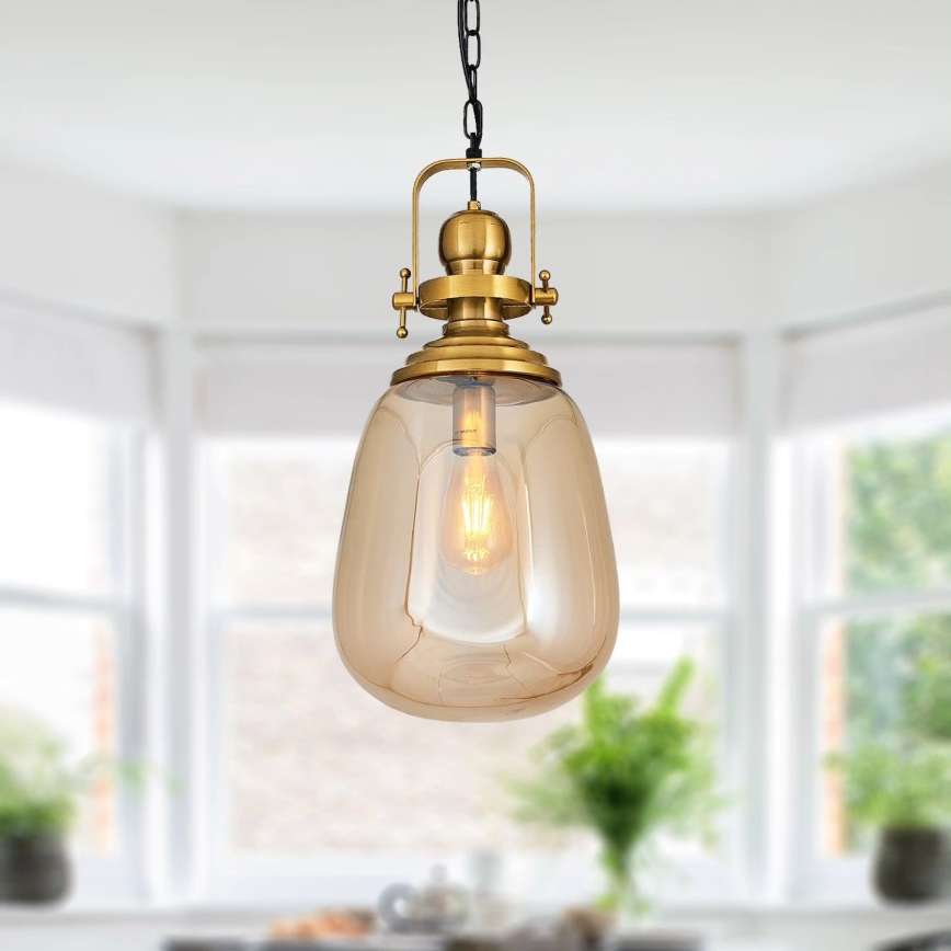 Kronleuchter mit Kette BOTTLE 1xE27/40W/230V goldfarben