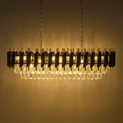 Kronleuchter mit Kette CRISTAL 10xE14/10W/230V schwarz/gold