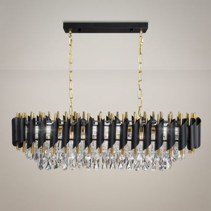 Kronleuchter mit Kette CRISTAL 10xE14/10W/230V schwarz/gold