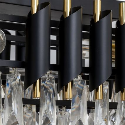 Kronleuchter mit Kette CRISTAL 10xE14/10W/230V schwarz/gold