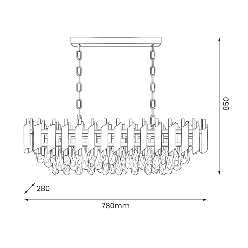 Kronleuchter mit Kette CRISTAL 10xE14/10W/230V schwarz/gold