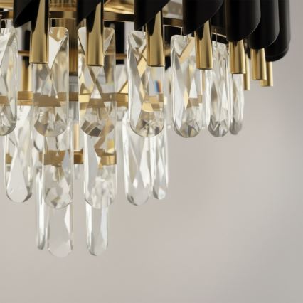 Kronleuchter mit Kette CRISTAL 7xE14/10W/230V schwarz/gold