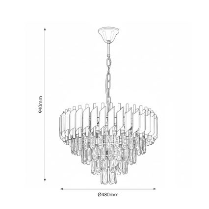 Kronleuchter mit Kette CRISTAL 7xE14/10W/230V schwarz/gold