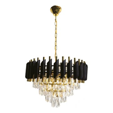 Kronleuchter mit Kette CRISTAL 7xE14/10W/230V Ø 48 cm schwarz/gold