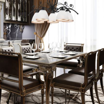 Kronleuchter mit Kette RETRO II 5xE27/60W/230V matt schwarz