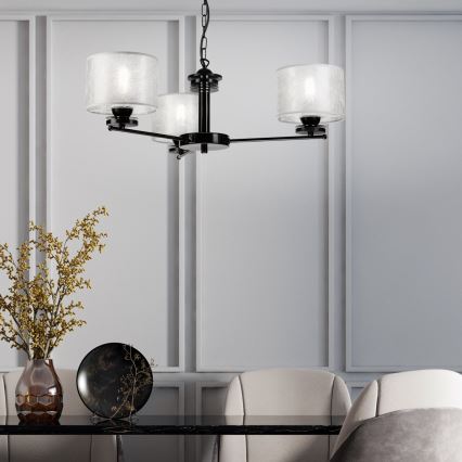 Kronleuchter mit Kette ROSA, 3x E27/60W/230V, schwarz/grau