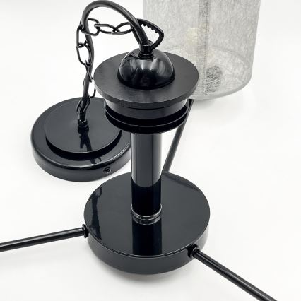 Kronleuchter mit Kette ROSA, 3x E27/60W/230V, schwarz/grau