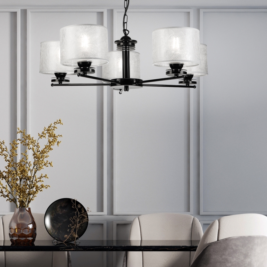 Kronleuchter mit Kette ROSA 5xE27/60W/230V schwarz/grau