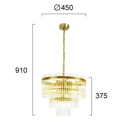Kronleuchter mit Kette SABRINA 7xE14/40W/230V, goldfarben