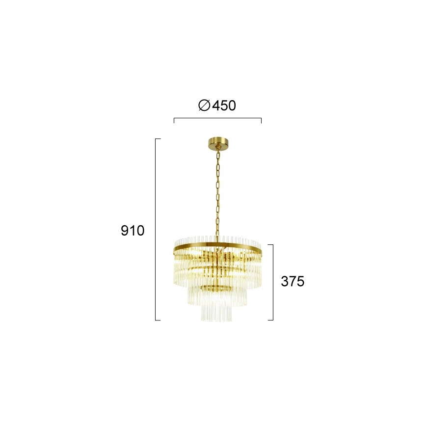 Kronleuchter mit Kette SABRINA 7xE14/40W/230V, goldfarben