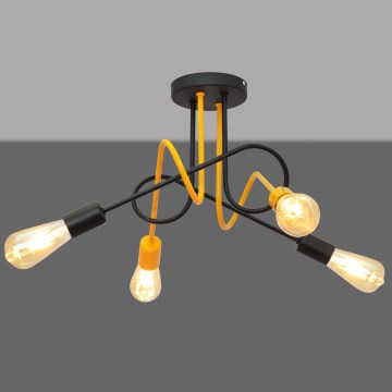 Kronleuchter OXFORD 4xE27/15W/230V schwarz/gelb