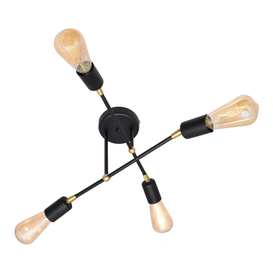 Kronleuchter ROSETTE 4xE27/15W/230V schwarz/gold