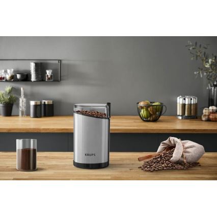 Krups - Elektrische Kaffeebohnenmühle 85g FAST-TOUCH 200W/230V Chrom