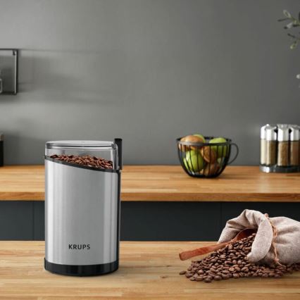 Krups - Elektrische Kaffeebohnenmühle 85g FAST-TOUCH 200W/230V Chrom