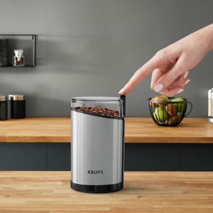 Krups - Elektrische Kaffeebohnenmühle 85g FAST-TOUCH 200W/230V matt Chrom