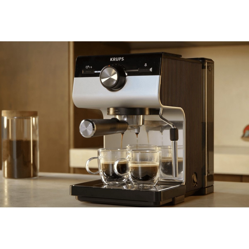 Krups - Siebträger-Kaffeemaschine für zwei Tassen AUTHENTIC 1450W/230V grau