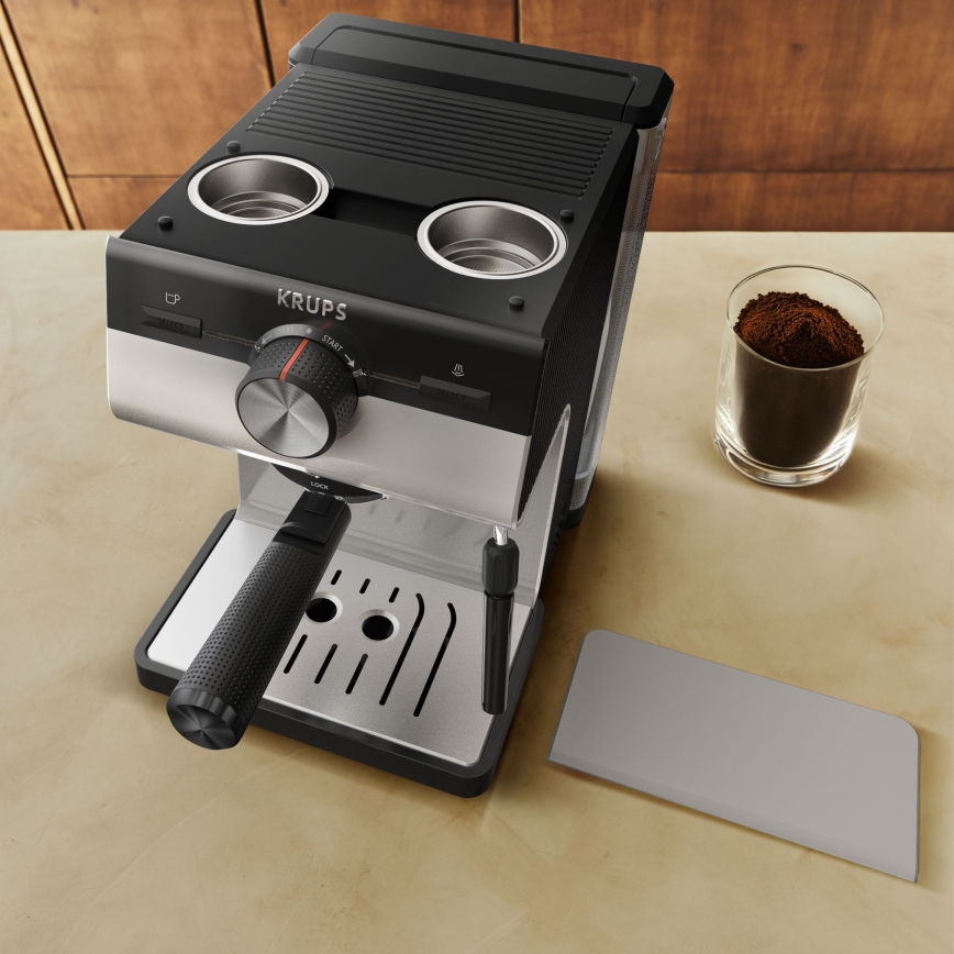 Krups - Siebträger-Kaffeemaschine für zwei Tassen AUTHENTIC 1450W/230V grau