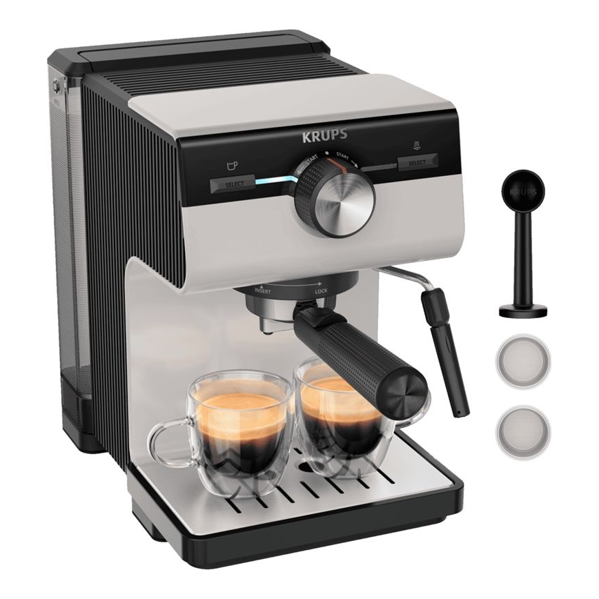 Krups - Siebträger-Kaffeemaschine für zwei Tassen AUTHENTIC 1450W/230V grau