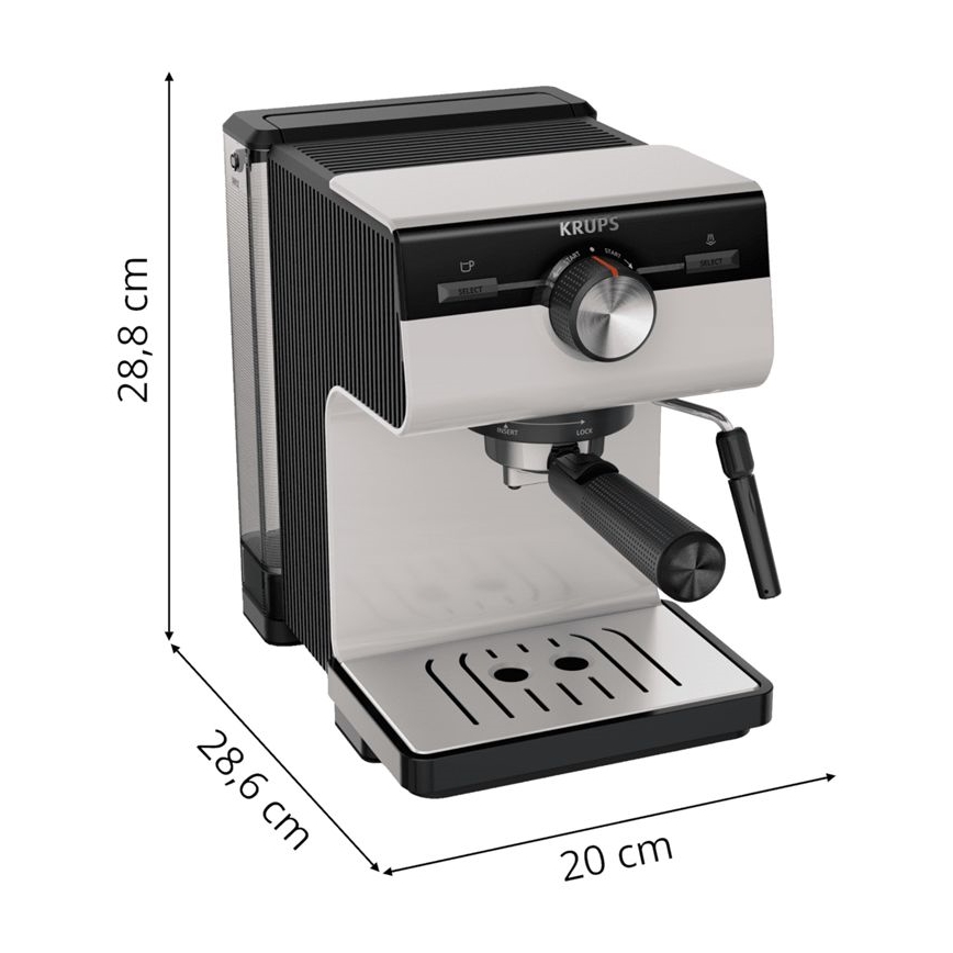 Krups - Siebträger-Kaffeemaschine für zwei Tassen AUTHENTIC 1450W/230V grau