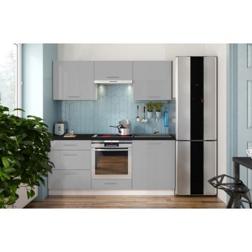 Küchenzeile CELESTE 180 cm Hochglanz-Grau