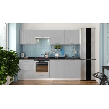 Küchenzeile CELESTE 240 cm glänzend grau