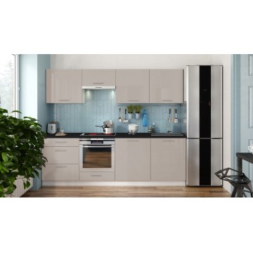 Küchenzeile CELESTE 240 cm glänzend taupe