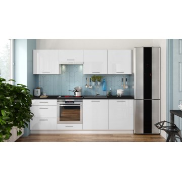 Küchenzeile CELESTE 240 cm hochglänzend weiß