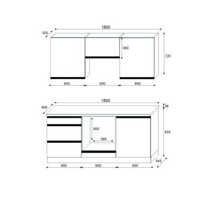 Küchenzeile MARINA 180 cm Eiche Craft