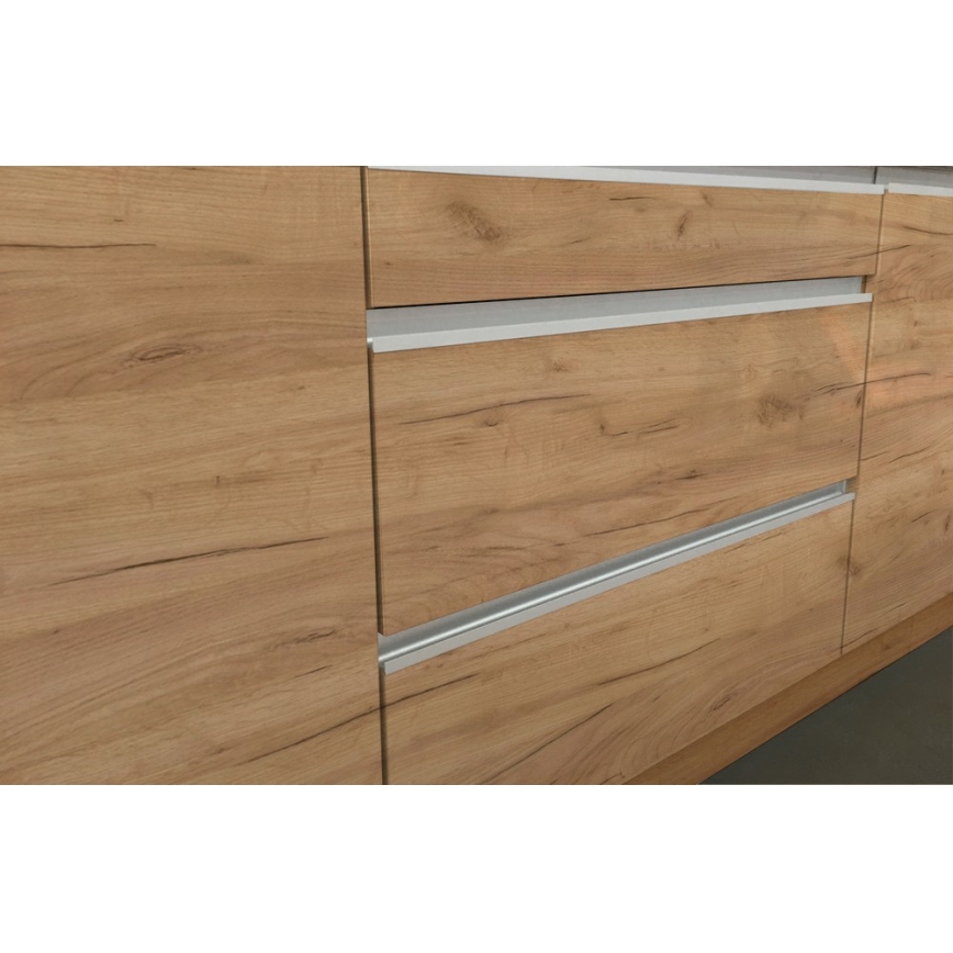 Küchenzeile MARINA 240 cm, Craft-Eiche/weiß Hochglanz