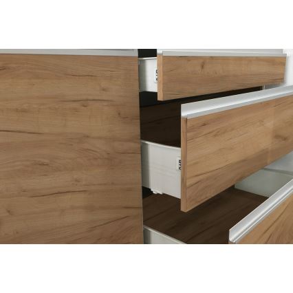 Küchenzeile MARINA 240 cm, Craft-Eiche/weiß Hochglanz