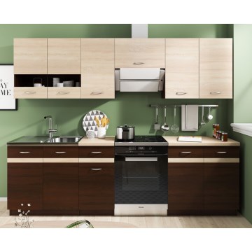 Küchenzeile VALERIA 240 cm Sonoma-Eiche/Braun