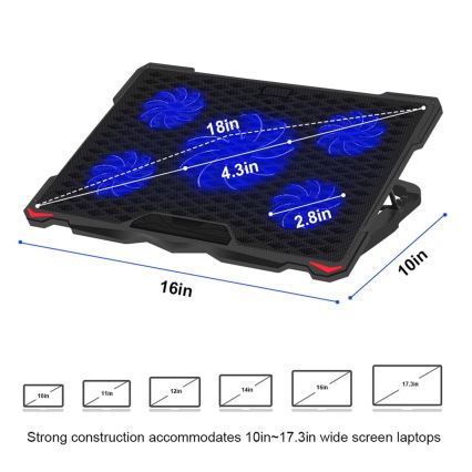 Kühlkissen für Laptop 5x Lüfter 2xUSB schwarz