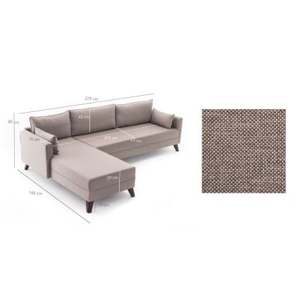 L-förmiges Ecksofa KORFU, cremefarben, linksseitig