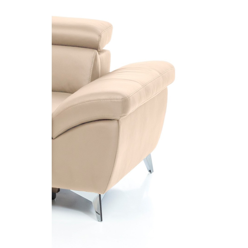 L-förmiges Klapp-Ecksofa aus Leder SALERNO II links beige
