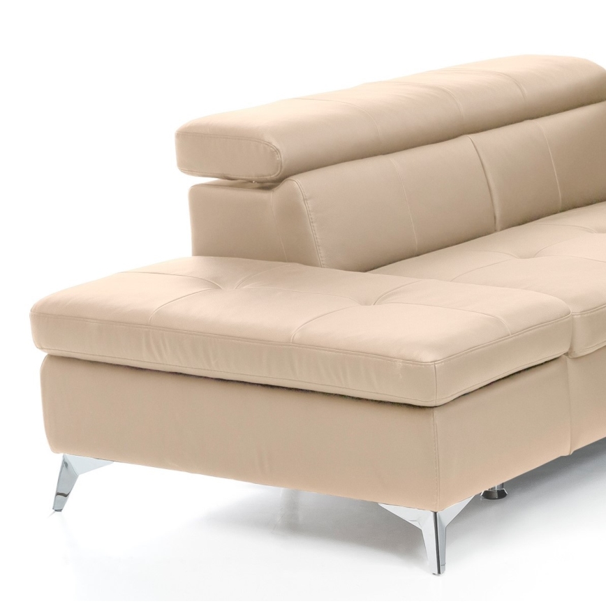 L-förmiges Klapp-Ecksofa aus Leder SALERNO II links beige
