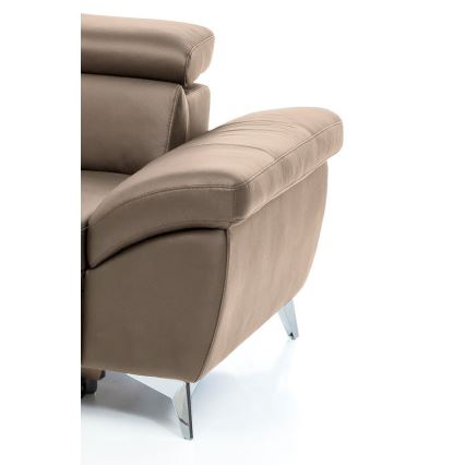 L-förmiges Klapp-Ecksofa aus Leder SALERNO II links braun