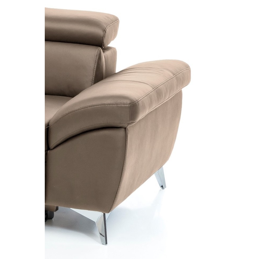 L-förmiges Klapp-Ecksofa aus Leder SALERNO II links braun